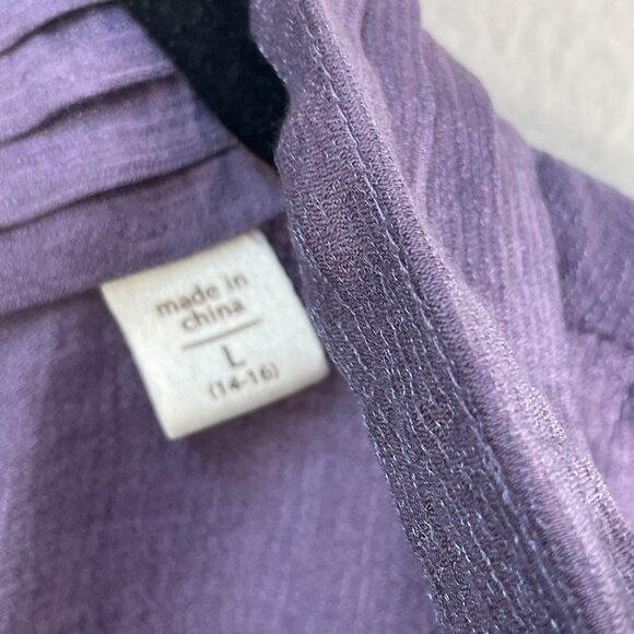 NEW Coldwater Creek Ruffle Front Shimmer Shirt L Purple Misses 14-16 - Picture 6 of 11